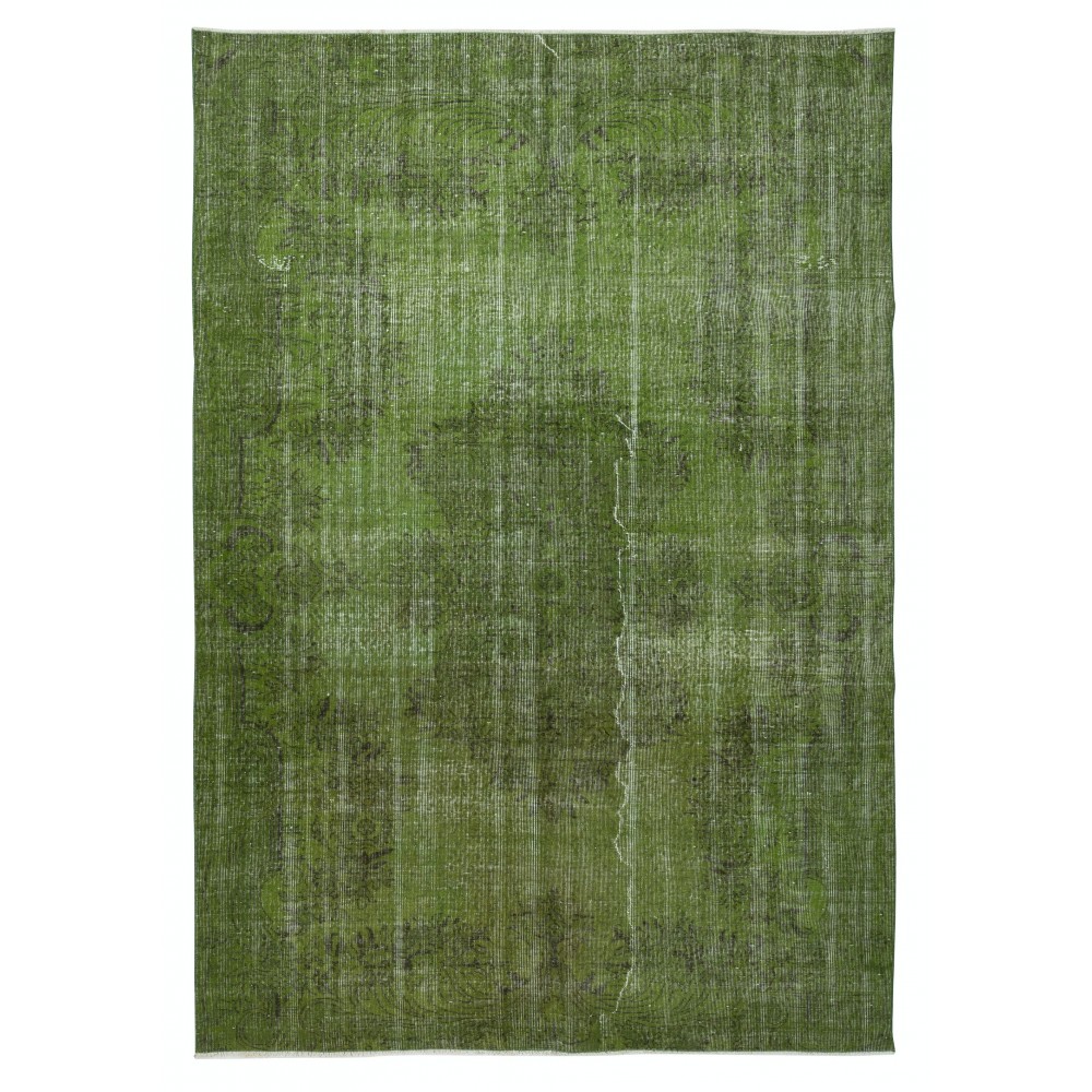 Green Handmade Area Rug for Living Room. Shabby Chic Turkish Carpet for Entrance, Bedroom & Dining Room