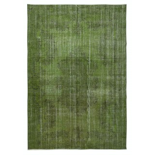 Green Handmade Area Rug for Living Room. Shabby Chic Turkish Carpet for Entrance, Bedroom & Dining Room