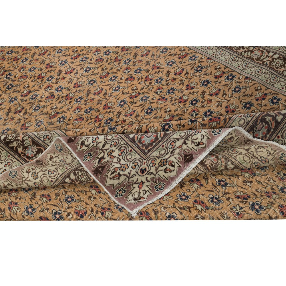 Vintage Handmade Turkish Area Rug with Floral Design