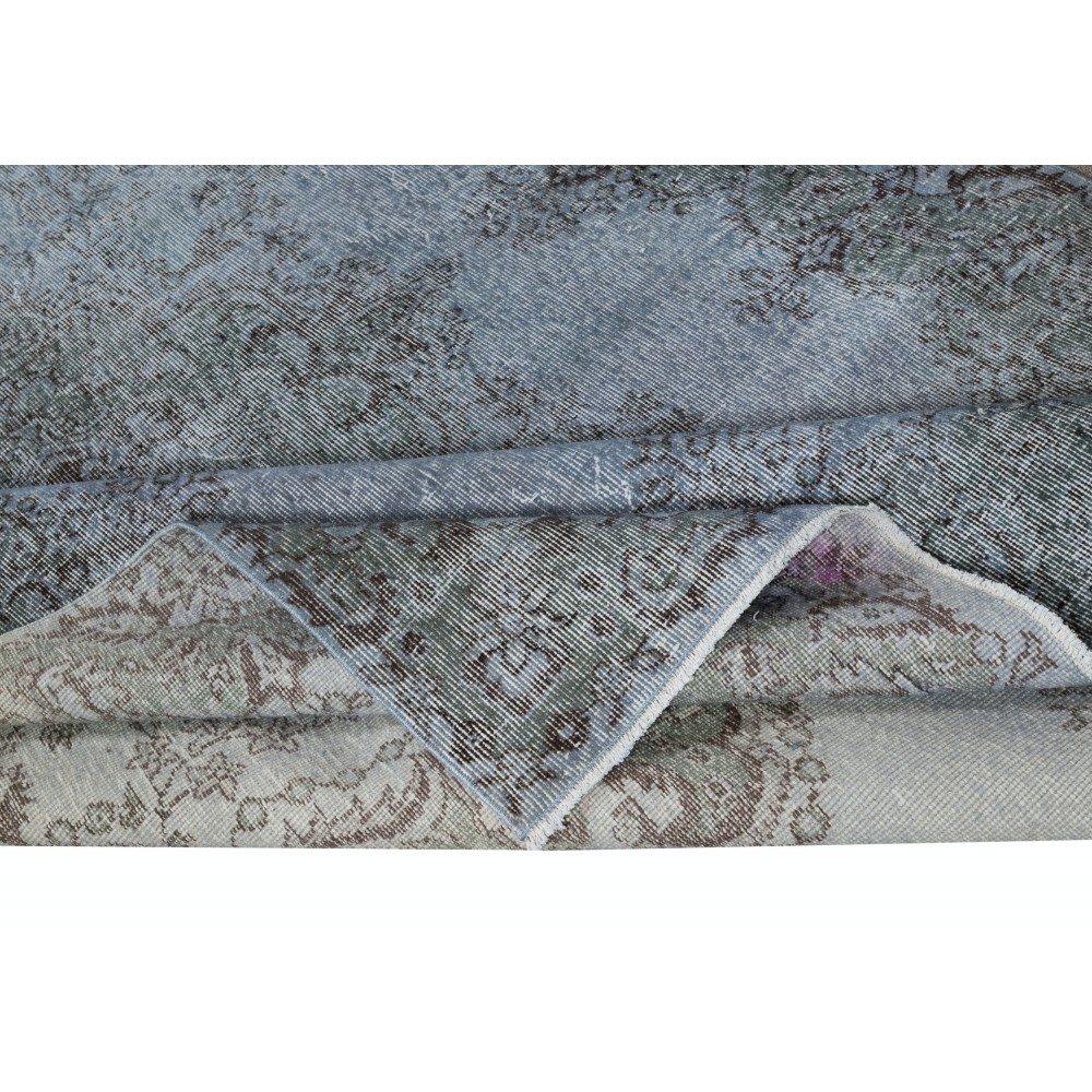 Blue Color Over-Dyed Rug. Handmade Turkish Rug. Modern Home Decor