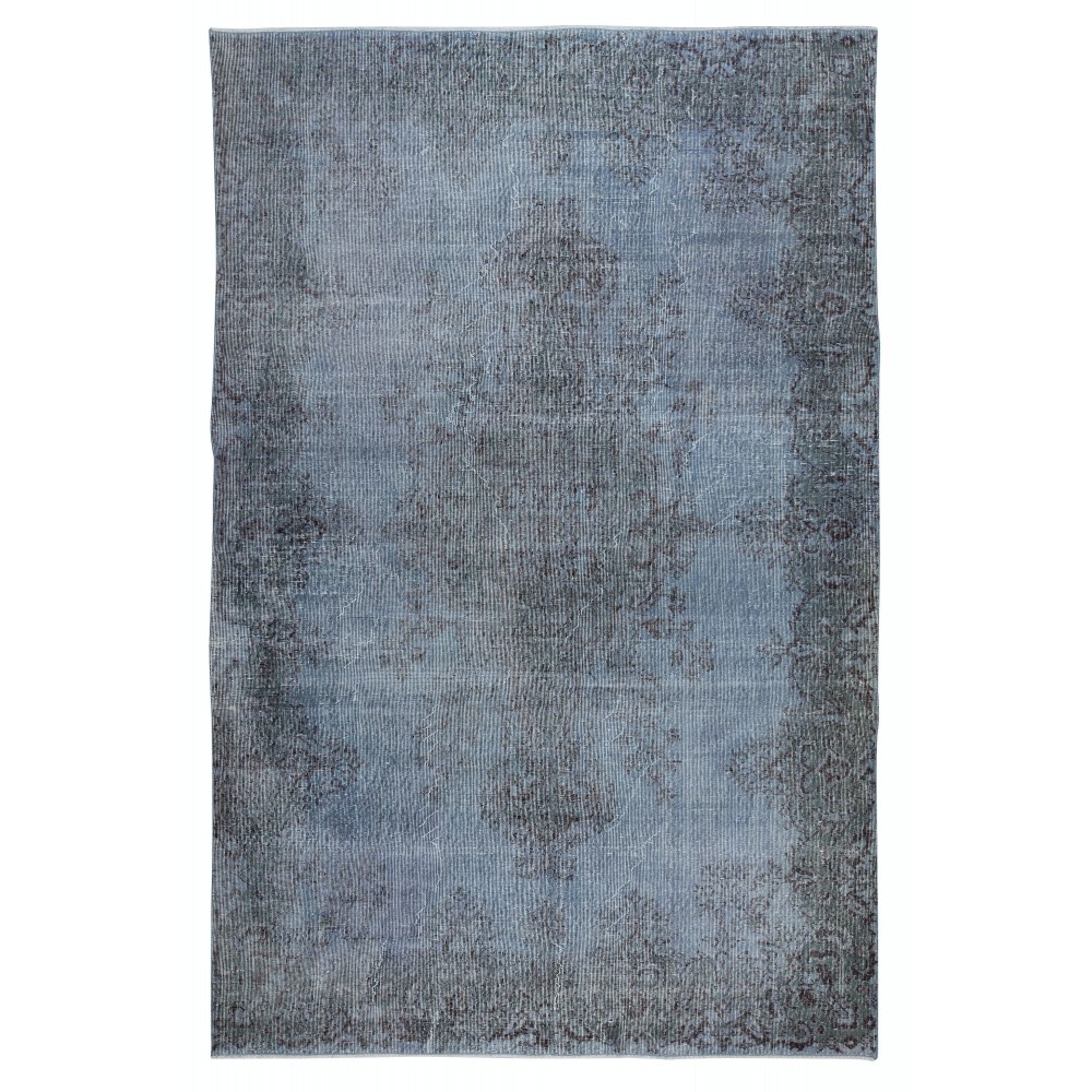 Blue Color Over-Dyed Rug. Handmade Turkish Rug. Modern Home Decor