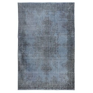 Blue Color Over-Dyed Rug. Handmade Turkish Rug. Modern Home Decor