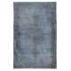 Blue Color Over-Dyed Rug. Handmade Turkish Rug. Modern Home Decor