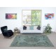 Contemporary Hand Knotted Turkish Area Rug Re-Dyed in Light Blue Color