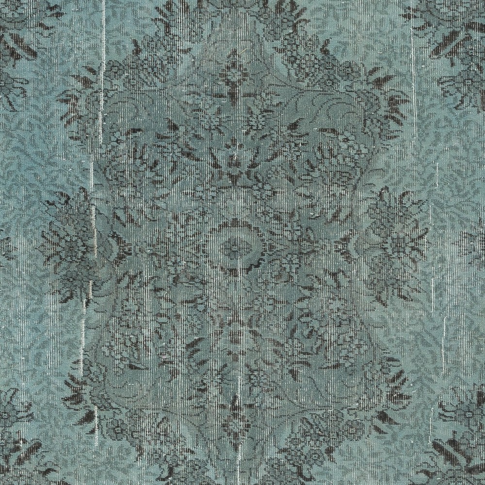 Contemporary Hand Knotted Turkish Area Rug Re-Dyed in Light Blue Color