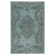 Contemporary Hand Knotted Turkish Area Rug Re-Dyed in Light Blue Color