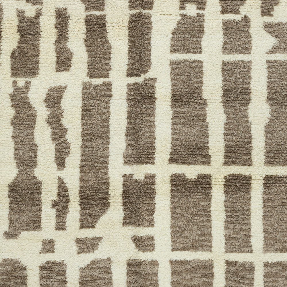 Contemporary Handmade Tulu Rug Made of Natural Brown & Beige Wool
