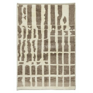 Contemporary Handmade Tulu Rug Made of Natural Brown & Beige Wool
