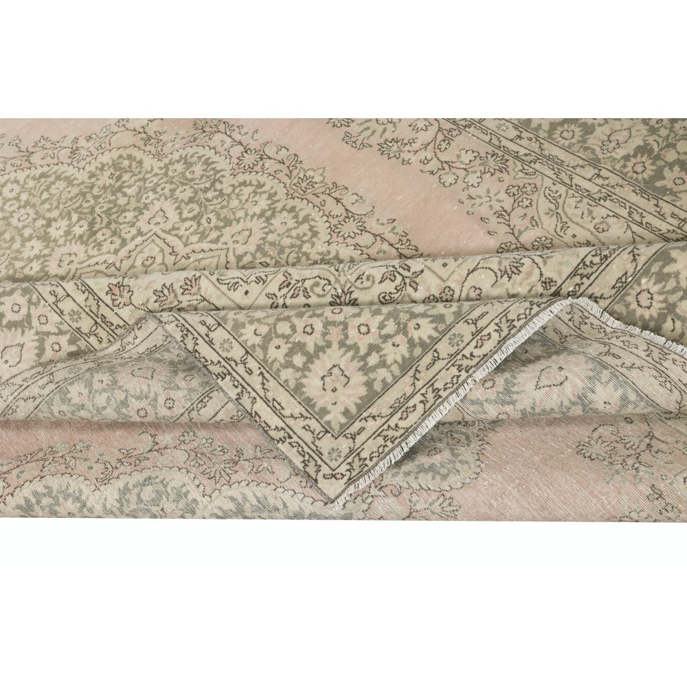 One-of-a-pair Vintage Area Rug with Medallion Design. Handmade Turkish Carpet