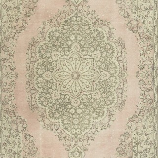 One-of-a-pair Vintage Area Rug with Medallion Design. Handmade Turkish Carpet