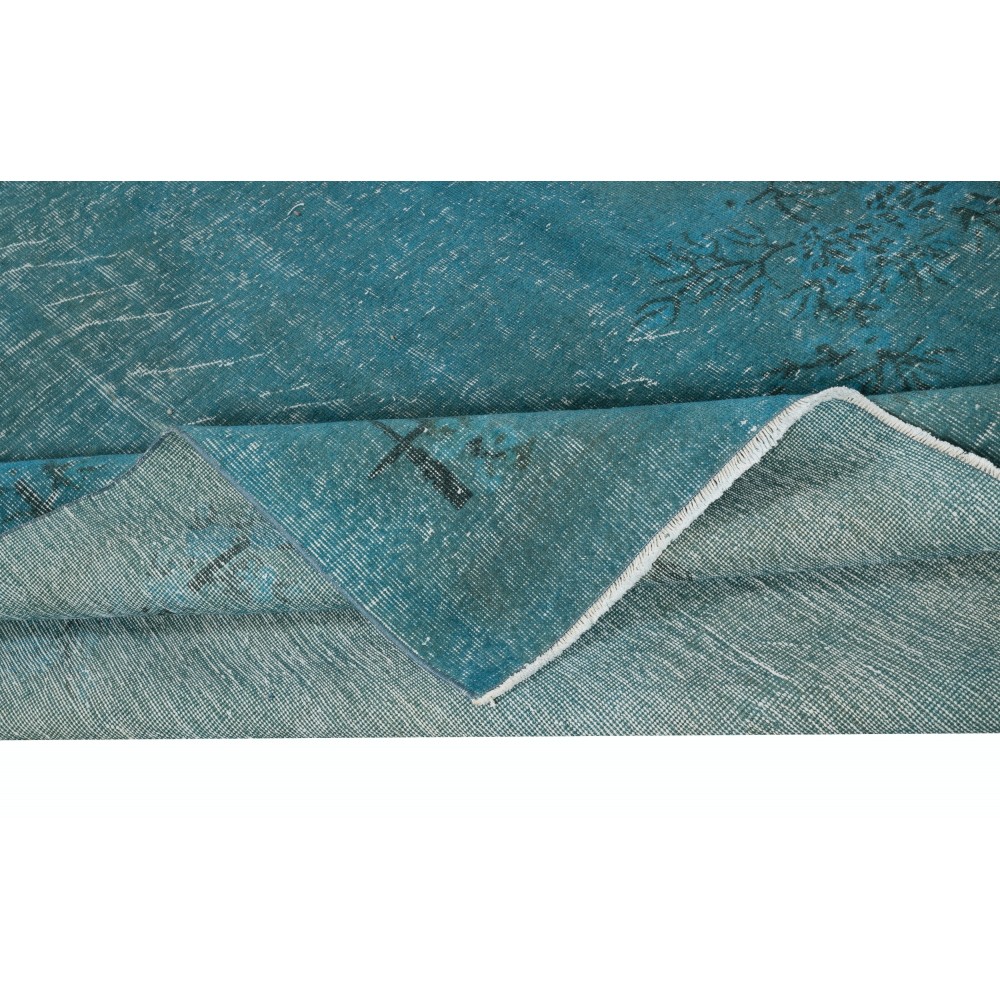 Teal Blue Area Rug for Modern Interiors, Handmade in Turkey
