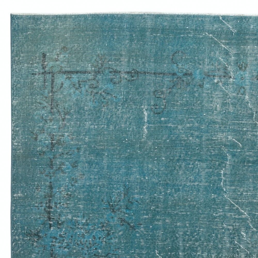 Teal Blue Area Rug for Modern Interiors, Handmade in Turkey