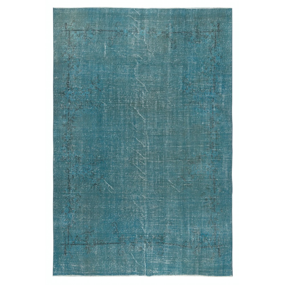 Teal Blue Area Rug for Modern Interiors, Handmade in Turkey