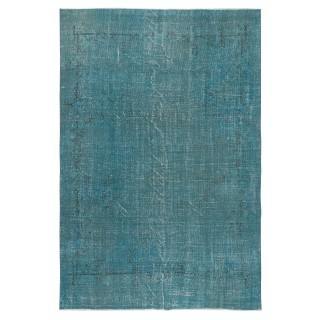 Teal Blue Area Rug for Modern Interiors, Handmade in Turkey