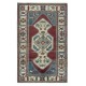 Hand Knotted Vintage Turkish Area Rug with Geometric Medallion Design