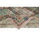Hand knotted Turkish Rug in Pink and Green. One of a kind Vintage Carpet