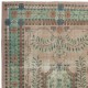Hand knotted Turkish Rug in Pink and Green. One of a kind Vintage Carpet