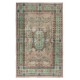 Hand knotted Turkish Rug in Pink and Green. One of a kind Vintage Carpet