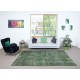 Contemporary Handmade Low Pile Turkish Wool Area Rug in Green Color