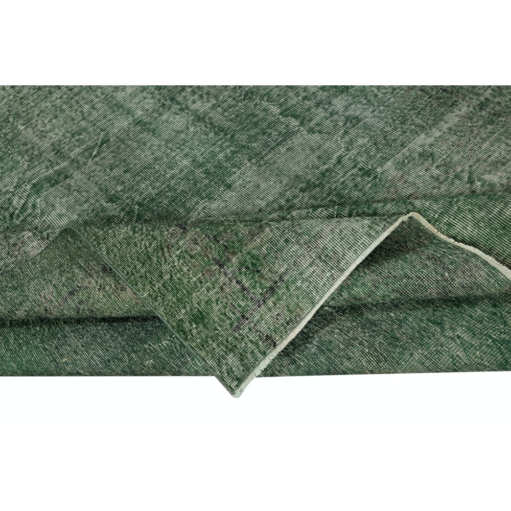 Contemporary Handmade Low Pile Turkish Wool Area Rug in Green Color