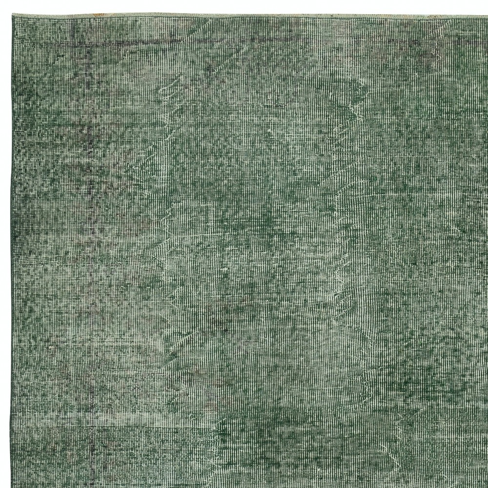 Contemporary Handmade Low Pile Turkish Wool Area Rug in Green Color