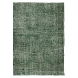Contemporary Handmade Low Pile Turkish Wool Area Rug in Green Color