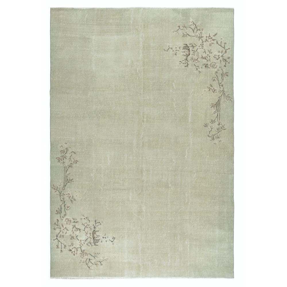 One of a kind Vintage Sun Faded Area Rug, Art Deco Handmade Turkish Carpet