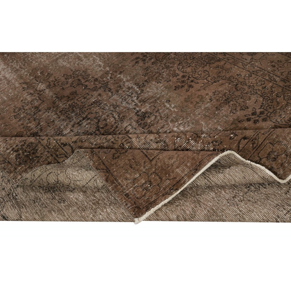 Modern Brown Color Over-Dyed Rug. Handmade Turkish Area Rug. Bohemian Home Decor