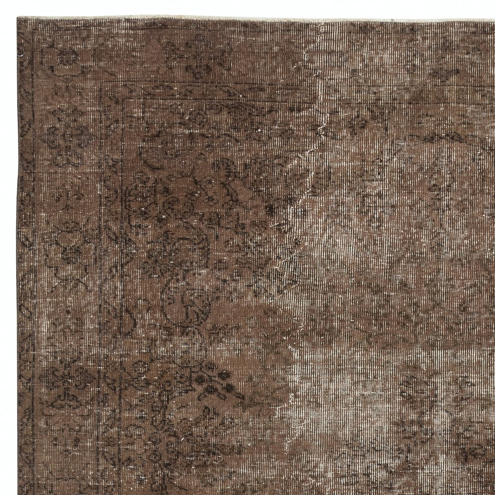 Modern Brown Color Over-Dyed Rug. Handmade Turkish Area Rug. Bohemian Home Decor