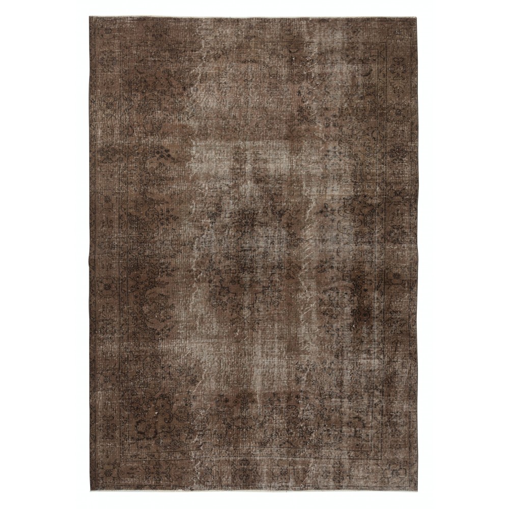 Modern Brown Color Over-Dyed Rug. Handmade Turkish Area Rug. Bohemian Home Decor