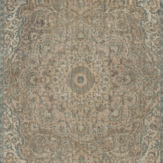 Vintage Turkish Wool Area Rug in Muted Colors, One-of-a-kind Handmade Large Carpet
