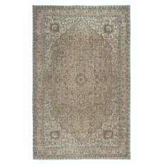 Vintage Turkish Wool Area Rug in Muted Colors, One-of-a-kind Handmade Large Carpet