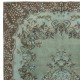 Hand Knotted Turkish Wool Area Rug in Blue Color, Contemporary Medallion Design Carpet