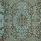 Hand Knotted Turkish Wool Area Rug in Blue Color, Contemporary Medallion Design Carpet