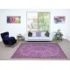 Hand-Made Area Rug in Purple Color. Modern Turkish Floor Covering