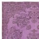 Hand-Made Area Rug in Purple Color. Modern Turkish Floor Covering