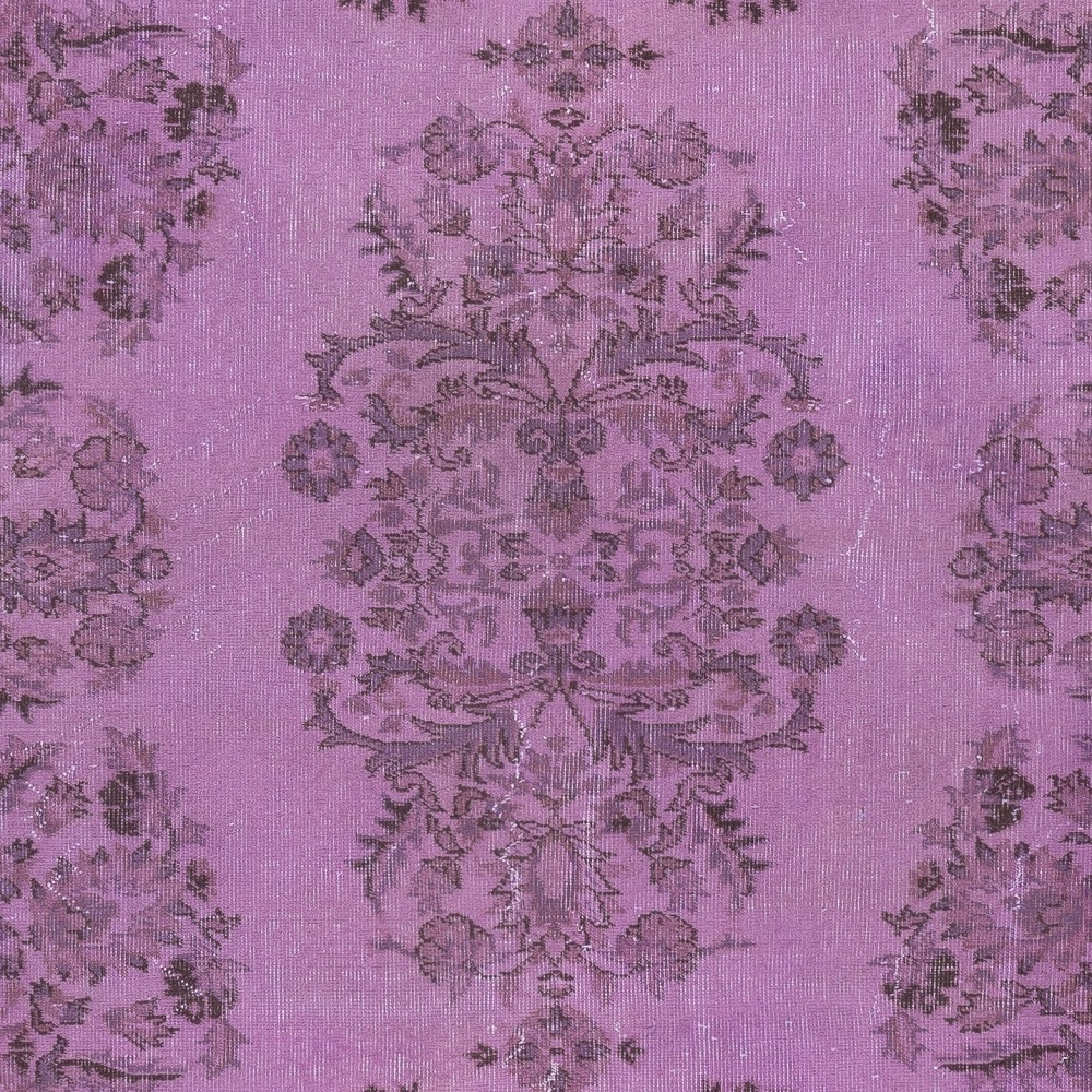 Hand-Made Area Rug in Purple Color. Modern Turkish Floor Covering