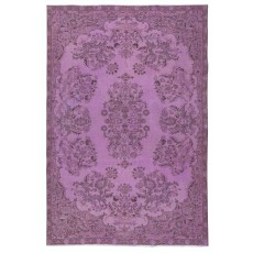 Hand-Made Area Rug in Purple Color. Modern Turkish Floor Covering