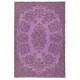 Hand-Made Area Rug in Purple Color. Modern Turkish Floor Covering