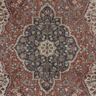 Vintage Handmade Wool Area Rug. One of a kind Turkish Carpet with Medallion Design