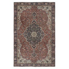 Vintage Handmade Wool Area Rug. One of a kind Turkish Carpet with Medallion Design
