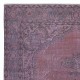 Vintage Handmade Turkish Area Rug redyed in Purple Color for modern interiors