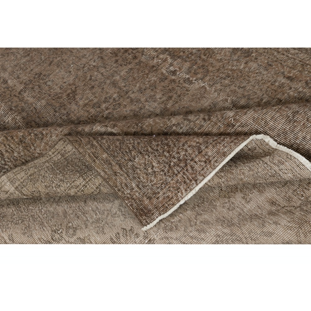 Handmade Anti-bacterial Wool Area Rug. Brown Color Hand Knotted Turkish Rug