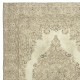 One of a kind Vintage Beige Turkish Rug. Handmade Sun Faded Carpet