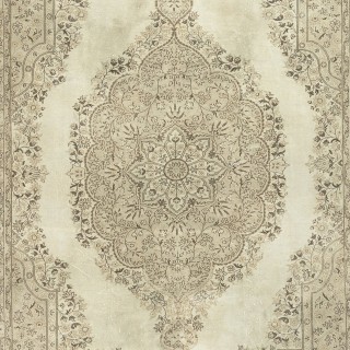 One of a kind Vintage Beige Turkish Rug. Handmade Sun Faded Carpet