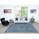 Art Deco Design Blue Area Rug for Living Room, Handmade Turkish Carpet for Dining Room