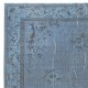 Art Deco Design Blue Area Rug for Living Room, Handmade Turkish Carpet for Dining Room
