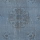 Art Deco Design Blue Area Rug for Living Room, Handmade Turkish Carpet for Dining Room