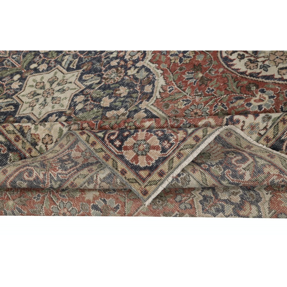 Vintage Turkish Wool Area Rug. One of a kind Handmade Carpet