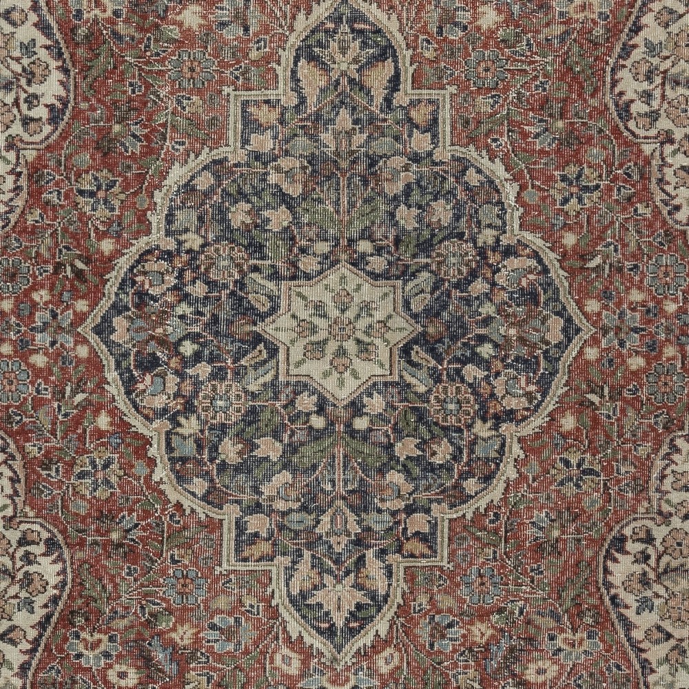 Vintage Turkish Wool Area Rug. One of a kind Handmade Carpet